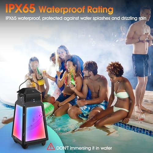 2 PCs Outdoor Speakers, Multi-Sync Wireless Speakers with Bluetooth Outdoor IPX65 Waterproof for Patio Garden Party Camping, LED Atmosphere Speaker with 8-Mode Switching, Gifts for Kids Men Women - CookCave