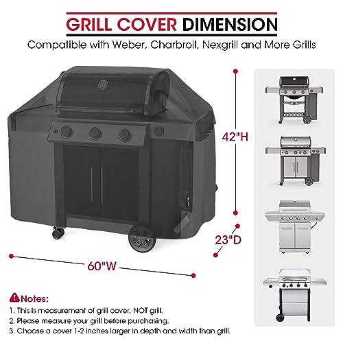 Unicook Gas Grill Cover 60 Inch, Heavy Duty Waterproof , Fade and UV Resistant , Durable and Convenient Barbecue Cover, Compatible with Weber Char-Broil Nexgrill and More Grills - CookCave