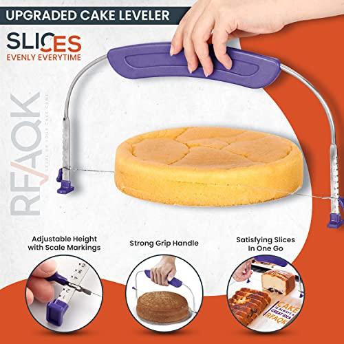 RFAQK 50PCs Cake Turntable Set -12" Aluminum Revolving Stand- Professional Cake Leveler / Decorating Supplies Kit with Straight & Offset Spatula-Numbered Icing Tips & Bags - CookCave