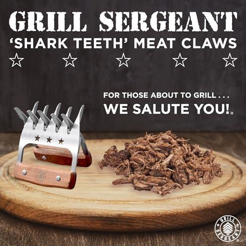 GRILL SERGEANT Metal Meat Claws, BBQ Pork Shredder, FOREVER GUARANTEE, Walnut Wood Handles, Patented, 304 Stainless Steel Forks, Large Rivets, Best for Shredding, Pulling, Lifting, Serving, Chicken - CookCave