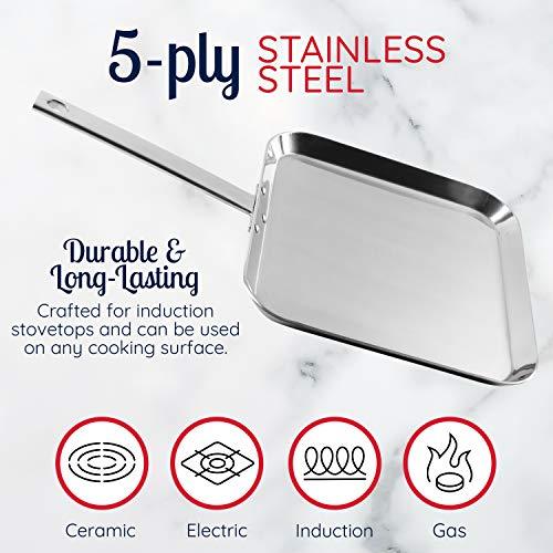 Chef's Secret T304 Stainless-Steel 11-Inch Square Griddle, Ideal for Grilling - CookCave