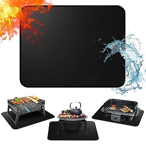 EasyAcc 24 x 31in Fireproof-Grill Mats for Outdoor Tabletop Grill to Protect Your Grill Table-Fireproof-BBQ Barbecue Mat Heat Resistant Grill Table Mat-Waterproof & Oilproof BBQ Mat-Black (0.6mm) - CookCave