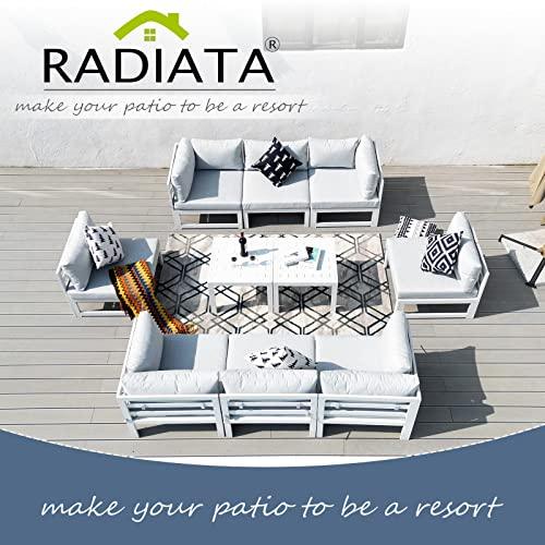 RADIATA 10 Piece All-Aluminum Patio Furniture Sectional Set with Side Table Outdoor Conversation Set Luxury Sofa Set (White) - CookCave