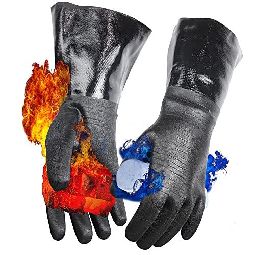 Artisan Griller BBQ, Smoker & Oven glove- Insulated Heat Resistant for Fryer & Kitchen. Great Barbecue Smoking Oyster Mitt–Turkey Fryer, Oil,Fire & Water resistant -(Size 10/XL – Black neoprene) - CookCave