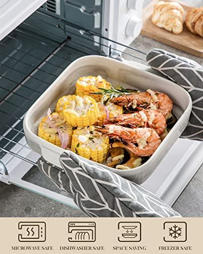 MALACASA Baking Dish, Square Lasagna Pan, 1.6 QT Baking Pan, Deep Casserole Dish for Cooking, Kitchen, Family Dinner, Banquet and Daily Use, 8.5 x 8.5 x 2.5 inch, Series BAKE-GREY - CookCave
