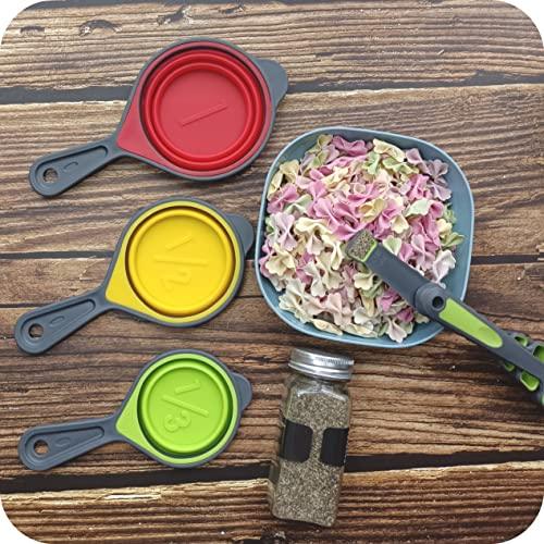 Hotsyang Collapsible Measuring Cups and Spoons Set,8 Piece Portable Silicone Measuring Cups and Spoons Set for Liquid & Dry Measuring, Collapsible Measuring Cups and Spoons Set, Red(random rainbow) - CookCave