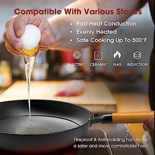 imarku Non Stick Frying Pans 10inch Frying Pan Nonstick with Detachable Wooden Handle, Egg Pan Honeycomb Cast Iron Skillet Pan, Dishwasher Safe, Oven Safe To 500°F Pans, Valentines Day Gifts - CookCave