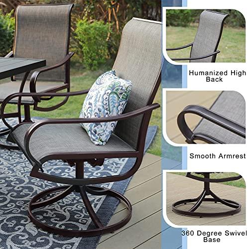 Sophia & William Patio Dining Chairs Set of 2 Patio Swivel Chairs Textilene Support 300lbs Outdoor Chairs for Lawn Garden Backyard Pool Sling Weather Resistant-Brown Frame - CookCave