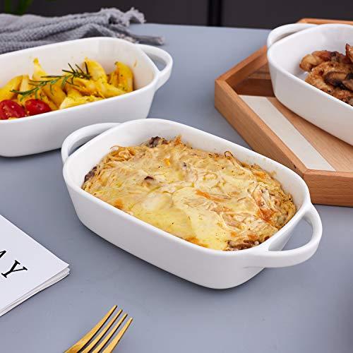 Bruntmor 9x5 inch White Baking Pans Set of 4, Ceramic Baking Dish | Pie & Tart Lasagna Pans for Casserole Dish with Lid | Kitchen Baking Dishes for Oven Safe & Porcelain Bakeware for Cooking - CookCave