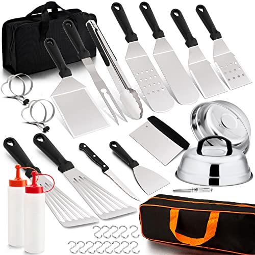 Leonyo Grill Accessories, 22 Pcs BBQ Accessories, Camping Griddle Accessories Set with Griddle Spatula, Burger Press, Fish Turner, Melting Dome for Flat Top Teppanyaki, Hibachi, Outdoor Grilling - CookCave