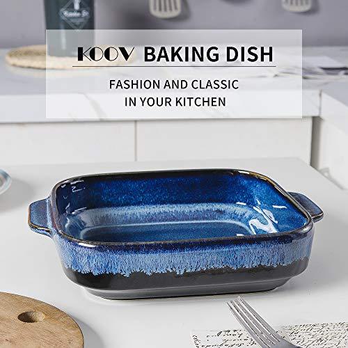 KOOV Ceramic Bakeware, 8x8 Baking Dish, Square Baking Pan, Ceramic Baking Dish, Brownie Pans for Cake Dinner, Kitchen, Reactive Glaze (Nebula Blue) - CookCave