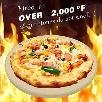 VIKEYHOME Round Pizza Stone, Heavy Duty Cordierite Pizza Grilling Stone, Baking Stone, Pizza Pan, Perfect for Oven, BBQ and Grill, Thermal Shock Resistant, Durable and Safe, 12 Inch Round, 4.6Lbs - CookCave