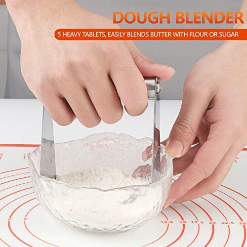 ISZW Dough Blender Pastry Cutter Set, Pastry Cutter Pastry Scraper Set, Stainless Steel Dough Pastry Scraper/Cutter/Chopper, Multipurpose Pizza/Biscuits/Dough Cutter, Professional Baking Dough Tools - CookCave