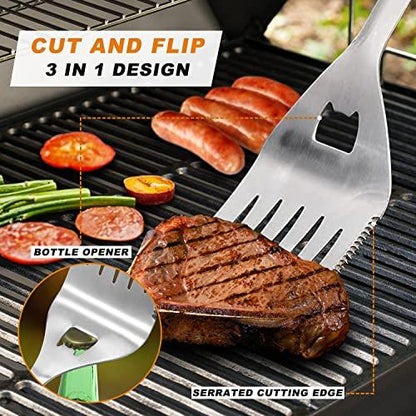 POLIGO 5PCS BBQ Grill Accessories for Outdoor Grill Set Stainless Steel Camping BBQ Tools Grilling Tools Set for Christmas Dads Birthday Presents, Grill Utensils Set Ideal Grilling Gifts for Men Dad - CookCave