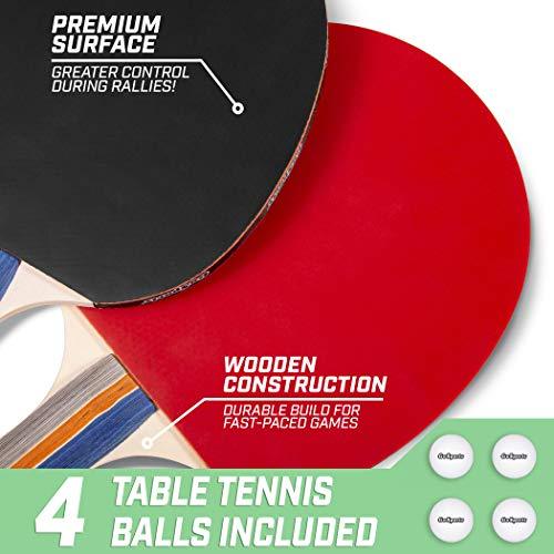 GoSports Mid-Size Table Tennis Game Set - Indoor/Outdoor Portable Game with Net, 2 Table Tennis Paddles and 4 Balls - CookCave