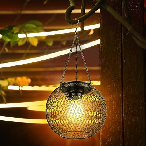 KagoLing Solar Lantern Outdoor, Upgraded Hanging Solar Lights Outdoor Garden Christmas Decorations Decorative Lighting Solar Powered Waterproof Tree Lantern for Garden Yard Patio Pathway, 2 Pack - CookCave