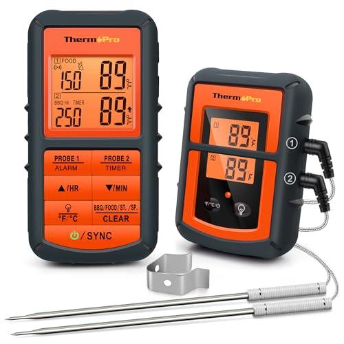 ThermoPro TP08 500FT Wireless Meat Thermometer for Grilling Smoker BBQ Grill Oven Thermometer with Dual Probe Kitchen Cooking Food Thermometer - CookCave