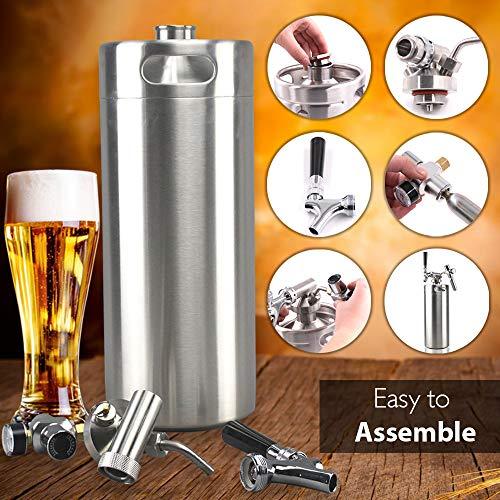 NutriChef Pressurized Growler Tap System, 128oz Stainless Steel Mini Keg Dispenser Portable Kegerator Kit, Co2 Pressure Regulator Keeps Carbonation for Craft Beer, Draft and Homebrew - CookCave