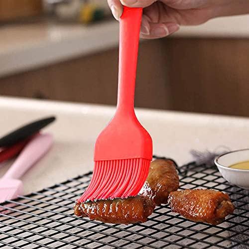 Alljewelrysupplies Silicone Basting Brush Set of Two Heat Resistant Long Handle Pastry Brush for Grilling, Baking, BBQ and Cooking (Red), 8 and 10 Inch - CookCave