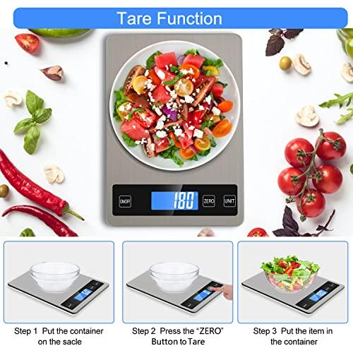 Zibet Food Scale,33lb/15kg Rechargeable Digital Kitchen Scale,1g/0.1oz Precise Graduation,Ounces and Grams for Weight Loss,Waterproof Stainless Steel and Tempered Glass Surface - CookCave