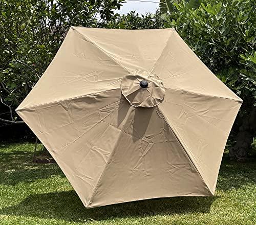 BELLRINO DECOR Replacement STRONG & THICK Umbrella Canopy for 9ft 6 Ribs (Canopy Only) (LIGHT COFFEE) - CookCave