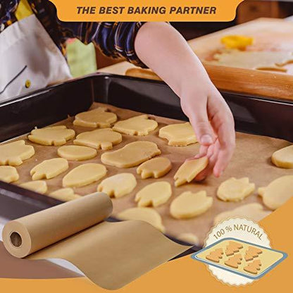 Unbleached Parchment Paper for Baking, 12 in x 240 ft, 240 Sq.ft, Baking Paper, Non-Stick Parchment Paper Roll for Baking, Cooking, Grilling, Air Fryer and Steaming - CookCave