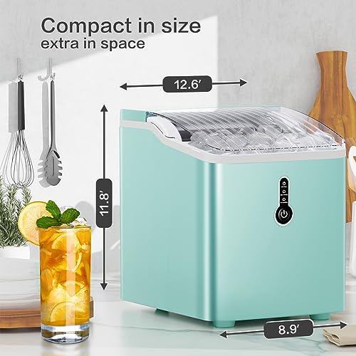 ZAFRO Countertop Portable Ice Maker with Self-Cleaning, 26Lbs/24Hrs, 9 Cubes Ready in 8 Mins, Compact, One-Click Operation with Ice Scoop/Basket for Home/Kitchen/Office, Green - CookCave