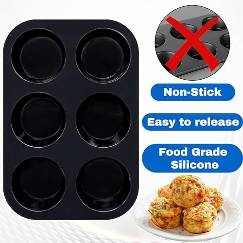 Inn Diary Silicone Muffin Pan 6-Cavity Cupcake Pan Non-Stick Baking Tray for Muffins Eggs Cupcakes Quiches BPA -Free Food Grade Muffin Molds - CookCave