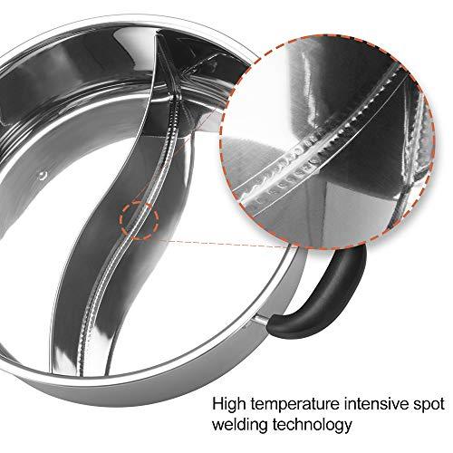 Hot Pot with Divider, Shabu Shabu Hot Pots Food Grade Stainless Steel Chinese Dual Sided Pot Set for Induction Cooktop Gas Stove - CookCave