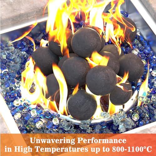 GRISUN Black Round Ceramic Fire Balls for Fire Pit, 3 Inch Tempered Fire Stones for Natural or Propane Fireplace, Safe for Outdoors and Indoors Fire Pit Reusable Fireballs, Set of 15 - CookCave