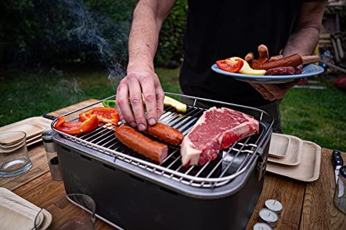 BBQ Dragon Zephyr Portable Grill - BBQ Grill with Built-in Adjustable Speed Fan - Table Top Mini Grill with Stainless Steel Inner Liner - Portable Charcoal Grill for Camping, Beach or Outdoor Picnic - CookCave