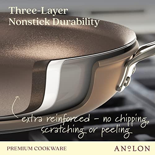 Anolon Ascend Hard Anodized Nonstick Stir Fry Pan/Wok - Good for All Stovetops (Gas, Glass Top, Electric & Induction), Dishwasher & Oven Safe with Stainless Steel Handle, 10 Inch - Bronze - CookCave