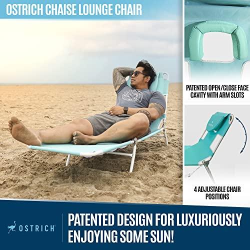 Ostrich Outdoor Folding Adjustable Recliner Chaise Lounge Chair for Beaches, Lakes, and Backyard Pools with Carrying Straps - CookCave