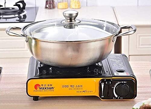 Shabu Shabu Hot Pot. 304 Premium Stainless Steel Hot Plate Cookware Set Ramen Cooker, Hot Pot Soup Base Korean BBQ Multi Cooker Stainless Steel Pot Set, 11"(28cm) Pot with Divider - CookCave