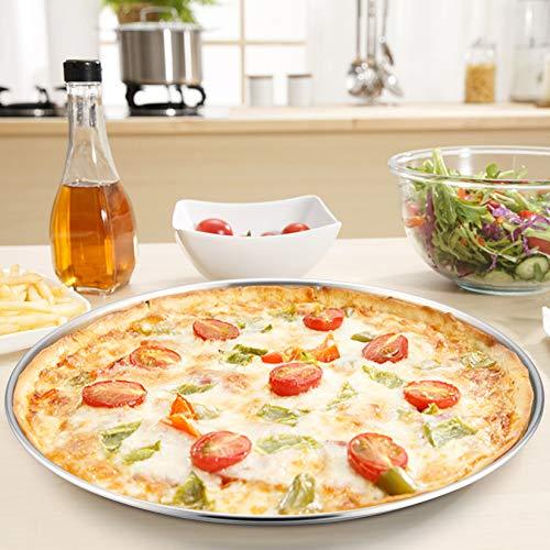 P&P CHEF 13½ Inch Pizza Pan Set of 2, Stainless Steel Pizza Tray, Round Pizza Plate For Pie Cookie Pizza Cake, Non Toxic & Heavy Duty, Brushed Finish & Easy Clean - CookCave