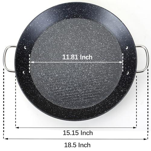 ACTIV CUISINE Paella Pan, 14 Inch Stainless Steel Paella Pan, Non-stick Coating, Seafood and Meat for 6 Servings, Cooking Pan Suitable for All Cooktops Including Induction, 36 CM - CookCave