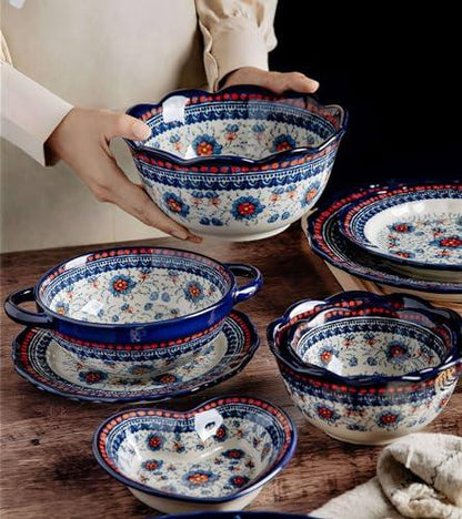 Baking Dishes For Oven, 1 Quart Round Casserole Dishes For Oven-blue flower-round 950ml - CookCave