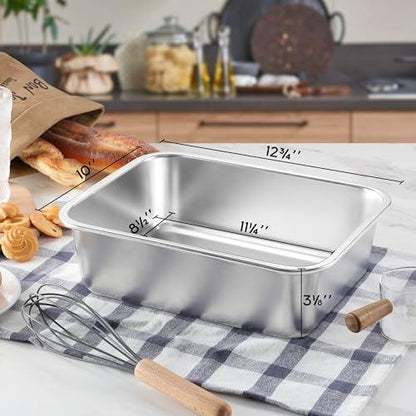 Onader 10x13 Inch Deep Lasagna Baking Pans Set of 2 Stainless Steel Rectangle Cake Pan - CookCave