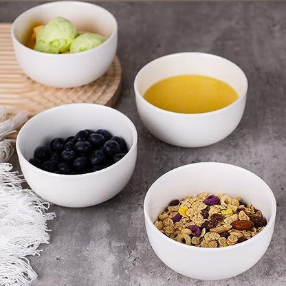 HOKELER 4.5 Inch Small Ceramic Bowls, 12 Ounces Dessert Bowls Set of 4, Small White Bowls for Kitchen, Side Dishes, Ice Cream Rice Soup Snack Cereal, Microwave and Dishwasher Safe - CookCave
