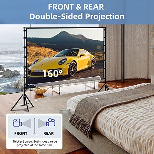 Projector Screen and Stand,Towond 150 inch Indoor Outdoor Projection Screen, Portable 16:9 4K HD Rear Front Movie Screen with Carry Bag Wrinkle-Free Design for Home Theater Backyard Cinema - CookCave