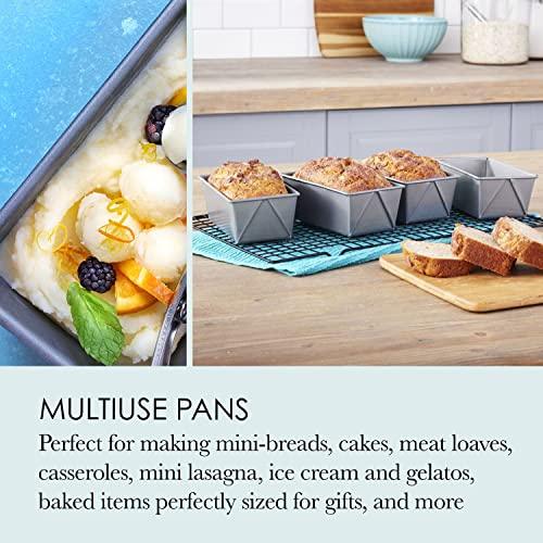 Chicago Metallic Commercial II Non-Stick Mini Loaf Pans, 5-3/4 by 3-1/4 by 2-1/4-Inch, Gray , 4 Count (Pack of 1) - CookCave