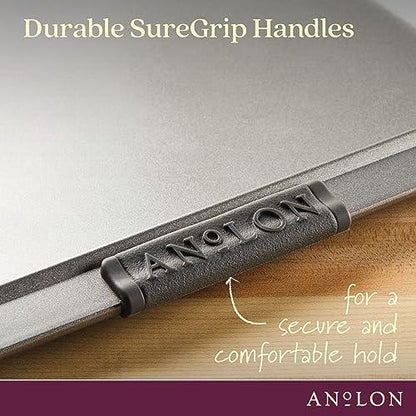 Anolon Advanced Nonstick Bakeware with Grips, Nonstick Cookie Sheet / Baking Sheet - 14 Inch x 16 Inch, Gray,54717 - CookCave