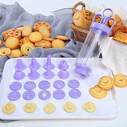 Cookie Gun Discs,Cookie Press, Classic Biscuit Maker, Cake Making Decorating Set with 10 Flower Pieces and 8 Cake Decorating Tips and Tubes for DIY Cake Cookie Maker Decorating - CookCave