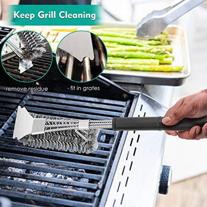 HaSteeL Grilling Utensil Set 18in, Stainless Steel BBQ Accessories Tools with Bag for Outdoor Cooking Camping, Heavy Duty Grill Spatula, Tong, Meat Fork, Basting Brush, Cleaning Brush, Man’s Gift - CookCave