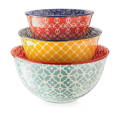 DOWAN Mixing Bowls, Ceramic Mixing Bowls for Kitchen, Colorful Vibrant Nesting Bowls for Cooking, Baking, Prepping, Serving, Salad, Housewarming Gift, Microwave Dishwasher Safe, 3.7/2/1 Qt, Set of 3 - CookCave