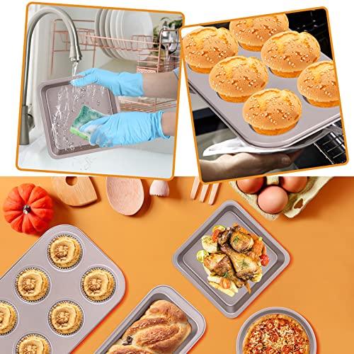 MHAaTiad 5-Piece Nonstick Bakeware Set, cake pans set with Cookie Sheets, Bakeware fits for Nonstick Bread Baking Cookie Sheet and Cake Pans - CookCave