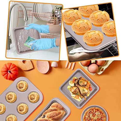 Bakeware Sets, 5-Piece Nonstick Bakeware Set,cake pans set with Cookie Sheets, Bakeware fits for Nonstick Bread Baking Cookie Sheet and Cake Pans - CookCave