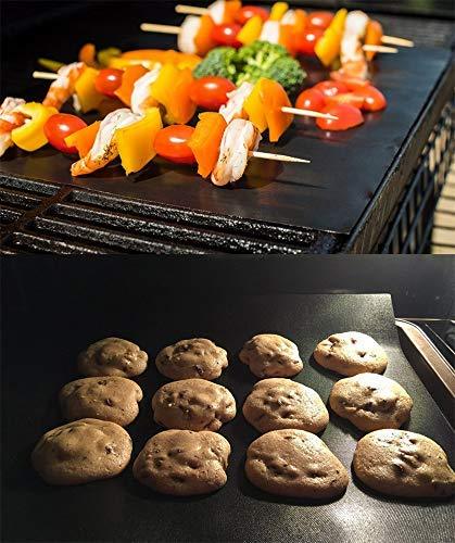 LOOCH Grill Mat Set of 6 - Non-Stick BBQ Outdoor Grill & Baking Mats - Reusable and Easy to Clean - Works on Gas, Charcoal, Electric Grill and More - 15.75 x 13 Inch - CookCave