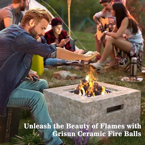 GRISUN Black Round Ceramic Fire Balls for Fire Pit, 3 Inch Tempered Fire Stones for Natural or Propane Fireplace, Safe for Outdoors and Indoors Fire Pit Reusable Fireballs, Set of 15 - CookCave