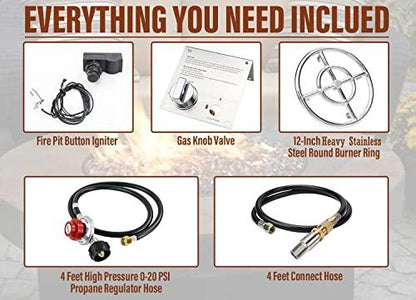 Uniflasy 12" Fire Pit Ring Burner Kit, Stainless Steel Propane Gas Firepit Ring Kit with Spark Ignition, Control Knob and Propane Hose Installation Kit for Indoor&Outdoor Fireplaces DIY Burner Kit - CookCave